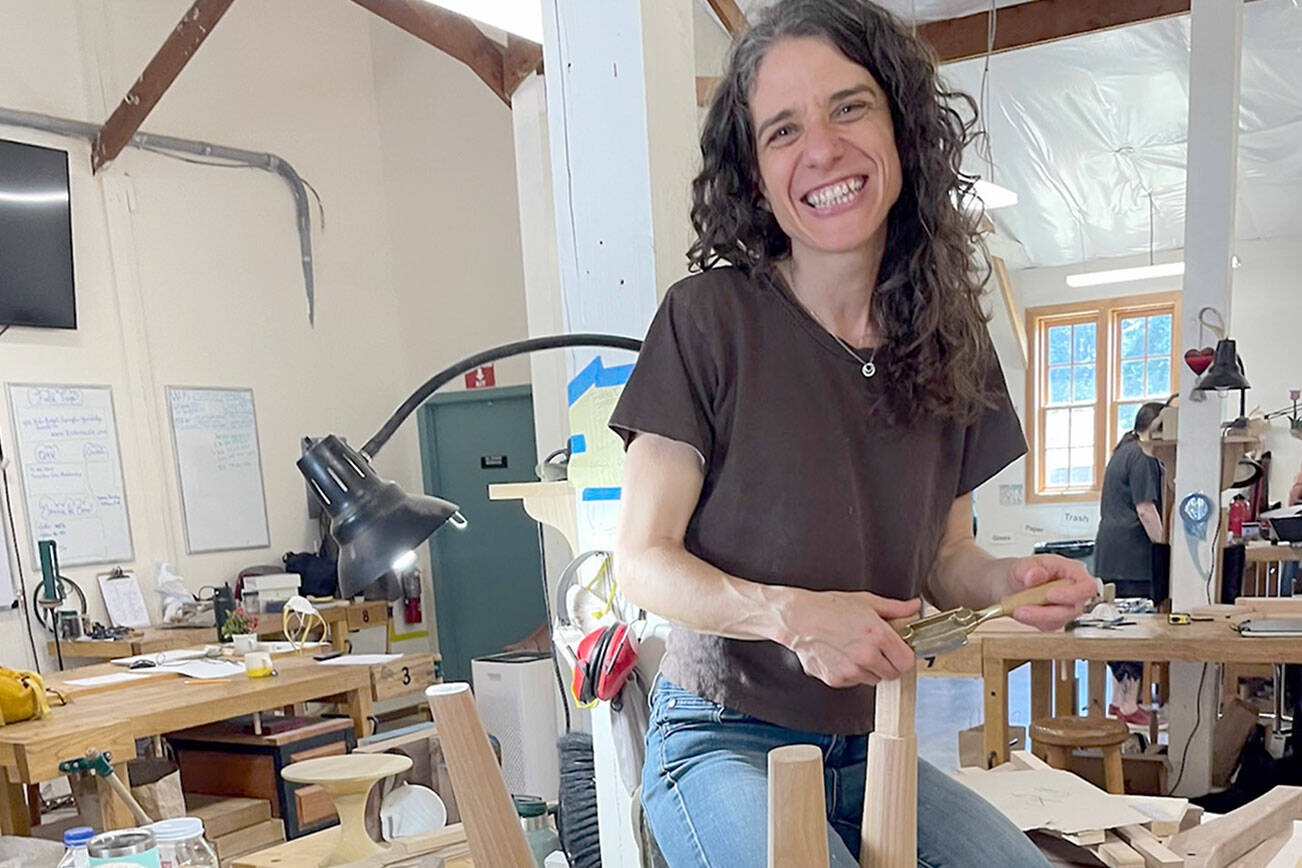 Amy Seidewand chair making. (Lacey Carnahan)