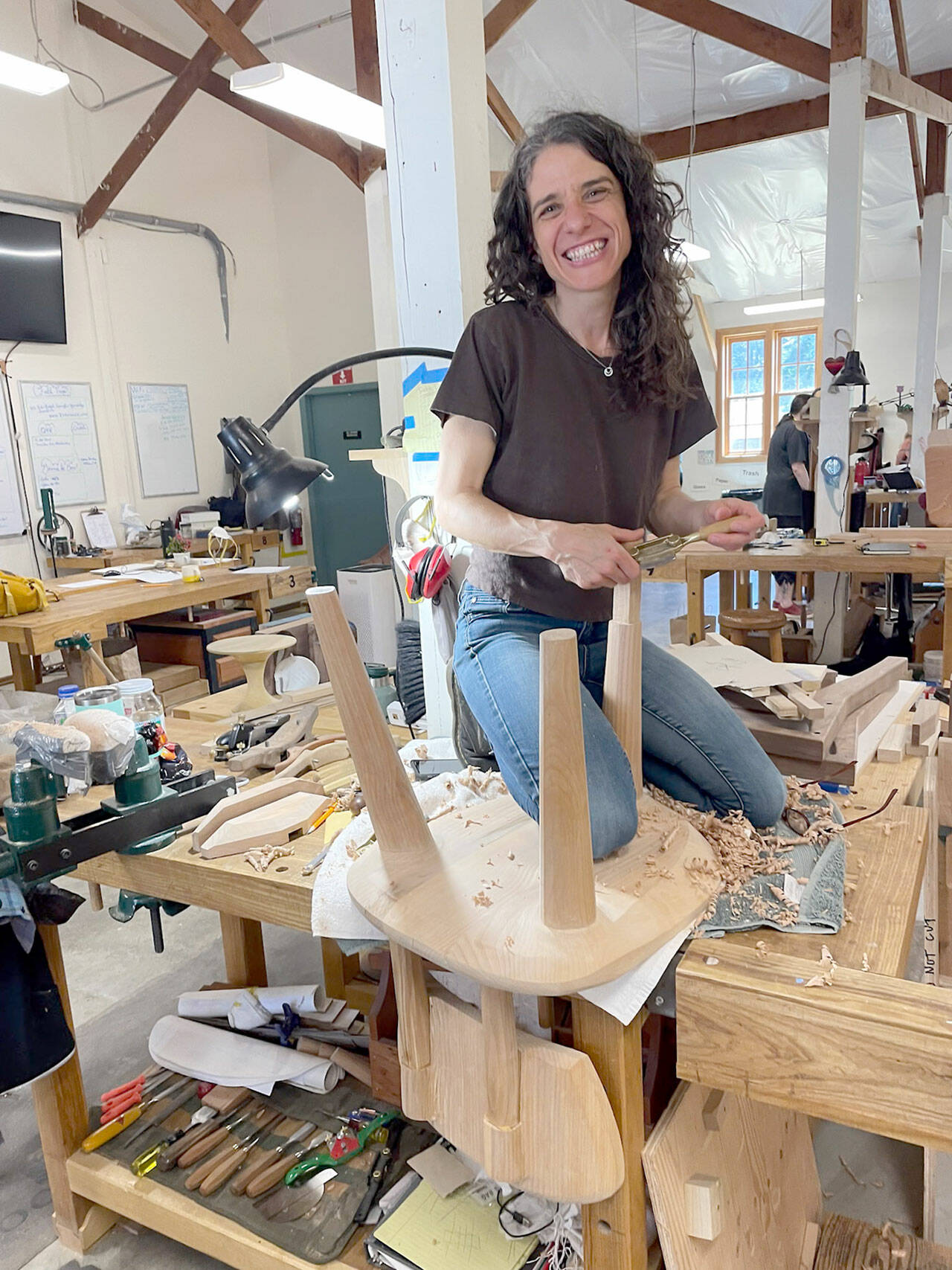 Amy Seidewand chair making. (Lacey Carnahan)