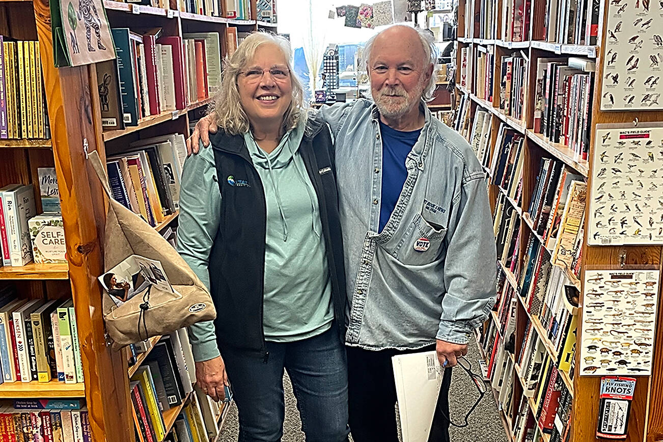 Cindy, left, and Alan Turner are selling Port Book and News after 38 years in business. The store has become a fixture in Port Angeles for its thoughtful selection of books, carefully curated gifts, exceptional customer service and community-minded spirit. (Paula Hunt/Peninsula Daily News)