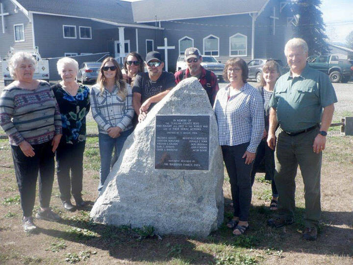 From left to right are Joan Morrish, Patty Brueckner, Bailey Rhodefer, Kenzi Rhodefer, Dean Rhodefer, Jay Rhodefer, Anita Reynods, Keri Rhodefer and pastor Jerry Luengen.