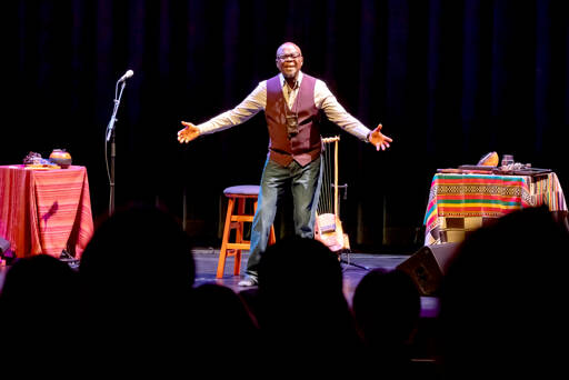 Samite, pictured during his Field Arts & Events Hall performance last fall, is returning to Port Angeles for a matinee and evening performance this Saturday. (Field Arts & Events Hall)