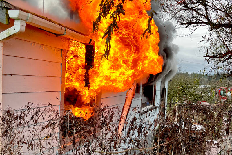 Two people were displaced after a house fire in the 4700 block of West Valley Road in Chimacum on Thursday. No injuries were reported. (East Jefferson Fire Rescue)