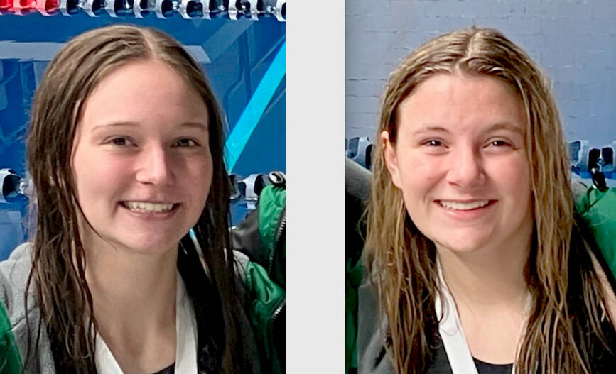 Port Angeles swimmers Lynzee Reid, left, and Brooke St. Luise.