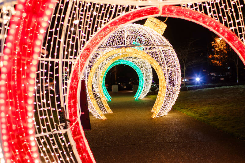 Giant ornaments will be lit during the Festival of Trees opening ceremony, scheduled for 5 p.m. Wednesday. (Olympic Medical Center Foundation)