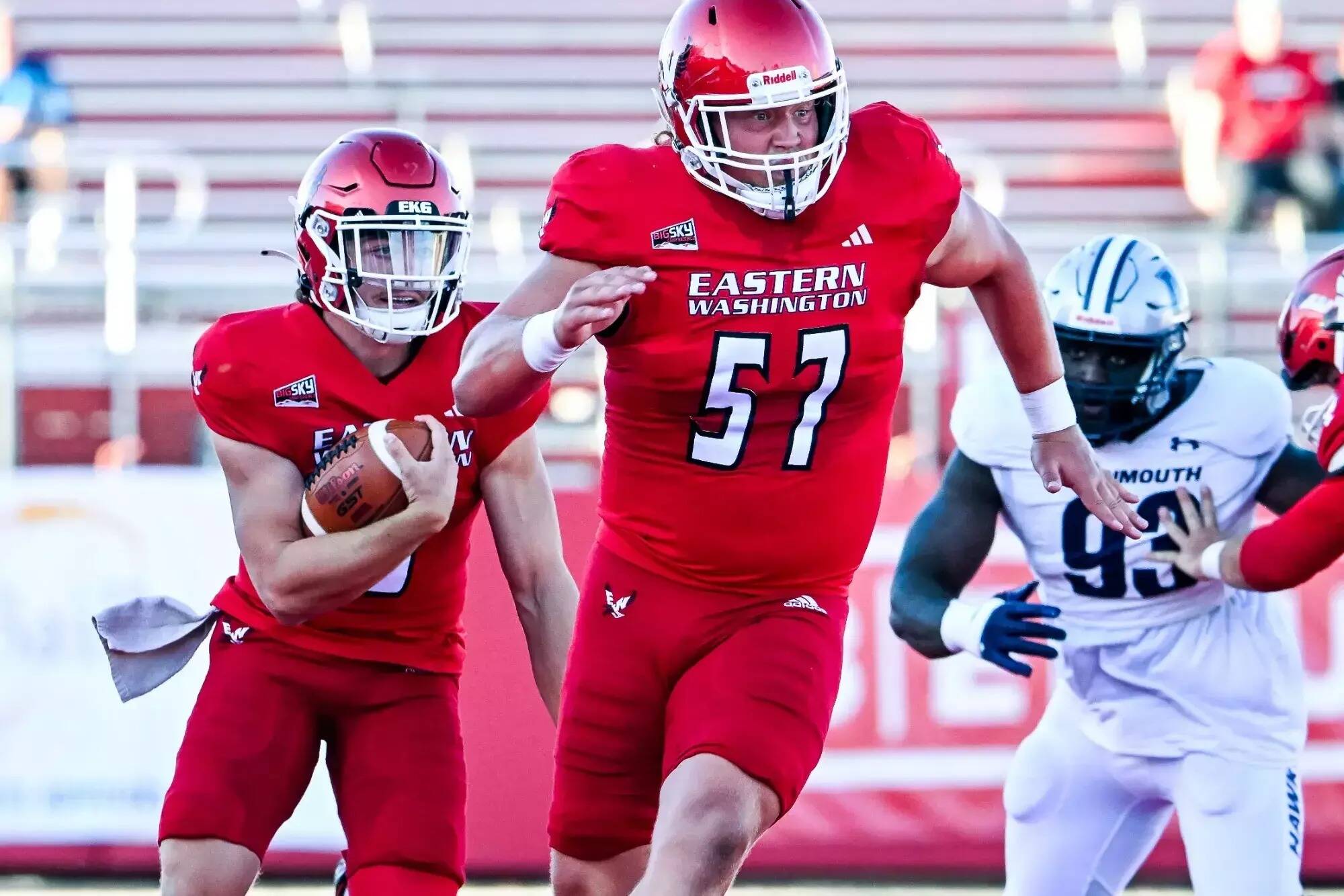 Eastern Washington University Athletics 
Forks’ Luke Dahlgren, front, has been named All-Big Sky honorable mention after starting all 12 games on the offensive line and serving as captain of the Eastern Washington Eagles.