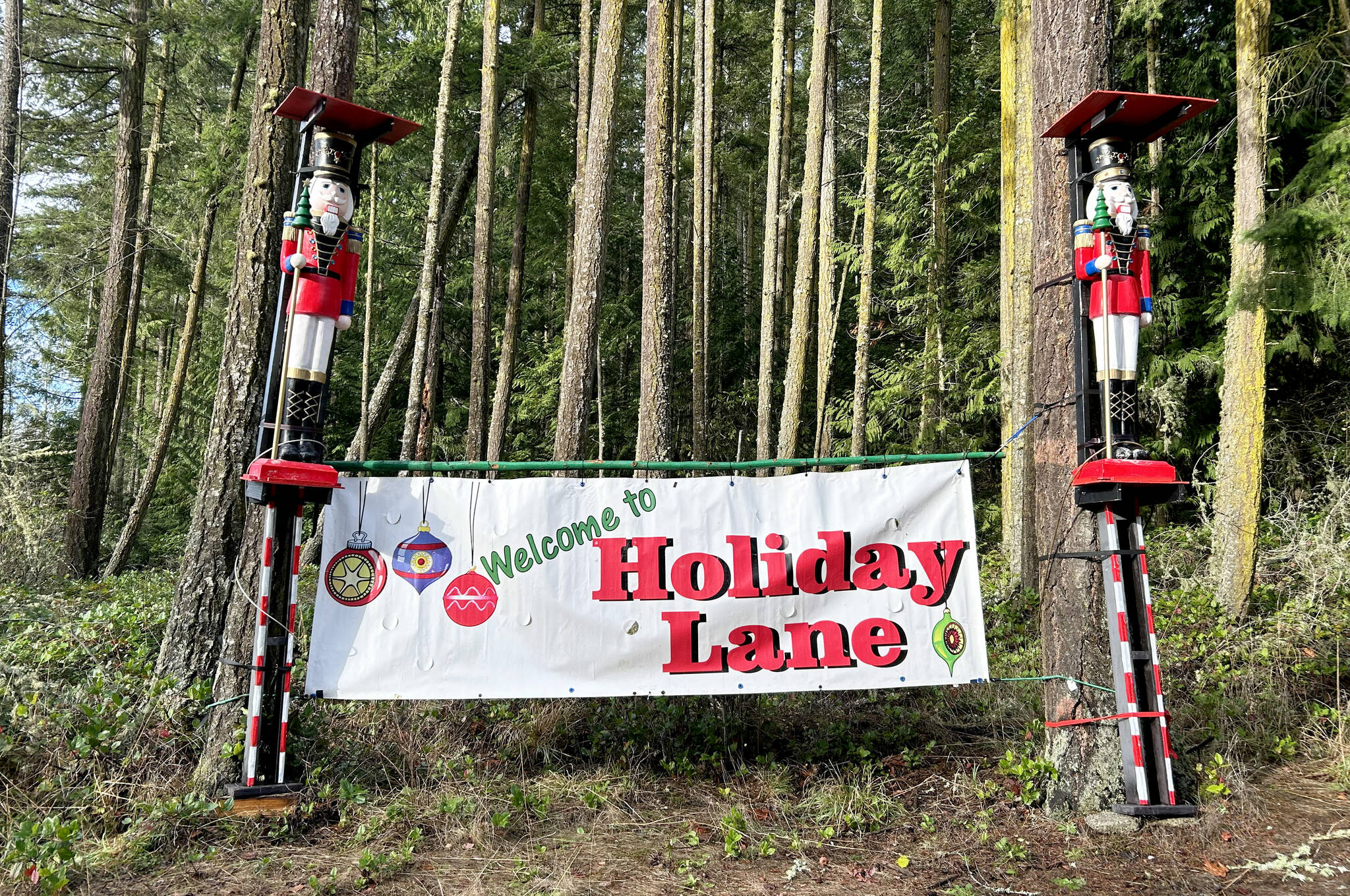 Holiday Lane stretches most of Diamond Point Road and features ornaments, homemade signs and more through the holidays. (Matthew Nash/Olympic Peninsula News Group)