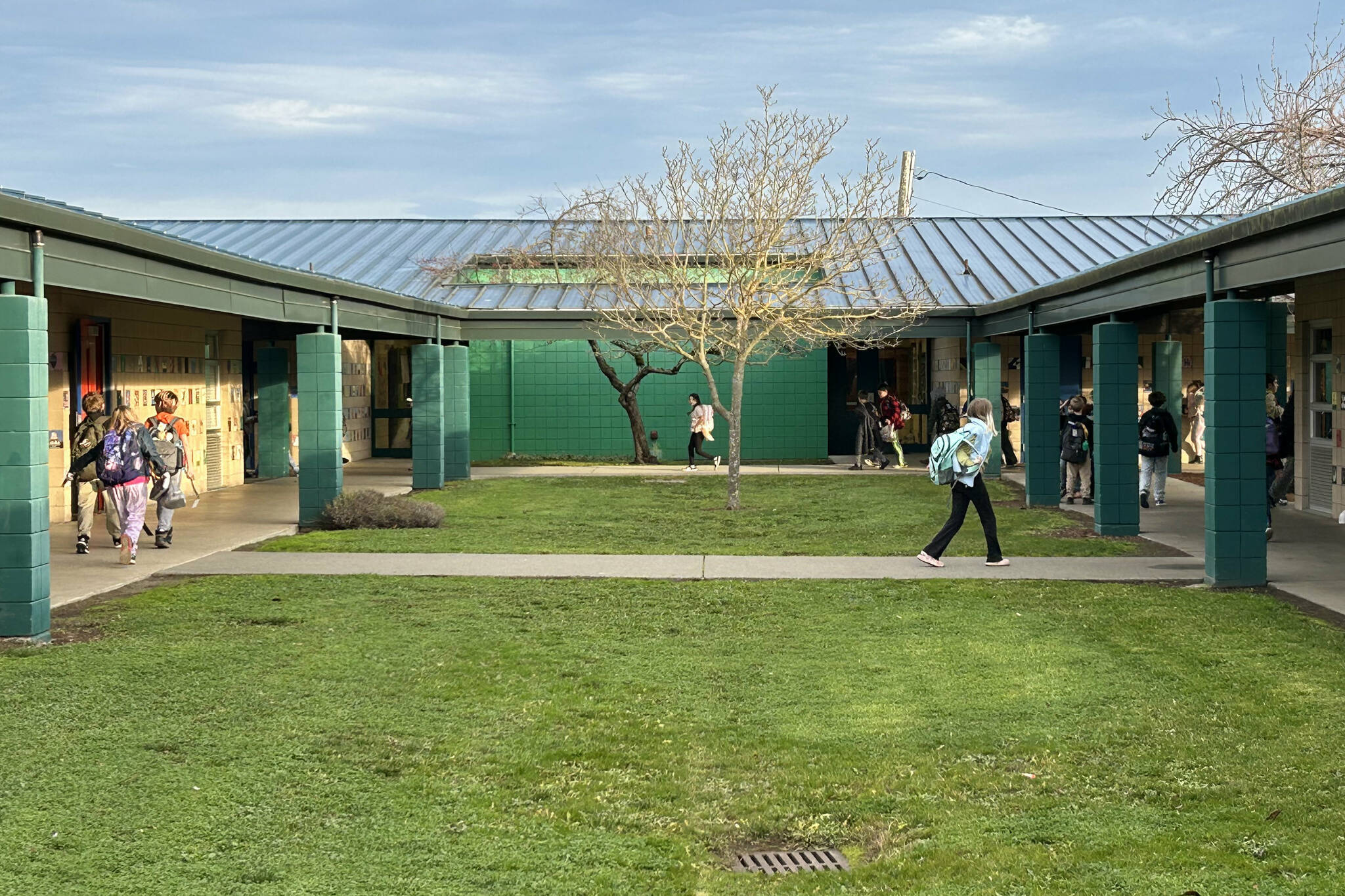 Helen Haller Elementary, mostly built in the 1970s, would be replaced with a new school if voters approve a bond proposal from Sequim School District in February. The proposal also includes new instructional wings at Sequim High School, a cafeteria at Greywolf Elementary, a new athletic stadium, new transit center and various safety improvements. (Matthew Nash/Olympic Peninsula News Group)