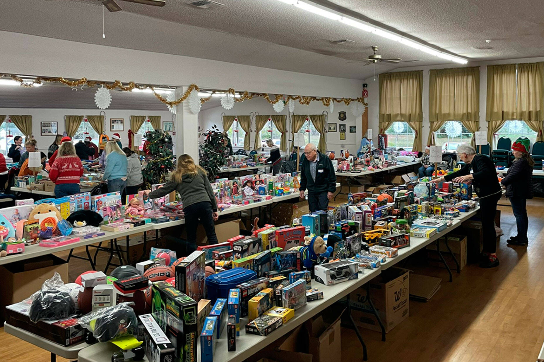 Toys for Sequim Kids, seen in 2023, offers families in the Sequim School District free gifts for children ages 1-18 from 10 a.m. to 6 p.m. Tuesday at the Sequim Prairie Grange. (Matthew Nash/Olympic Peninsula News Group file)