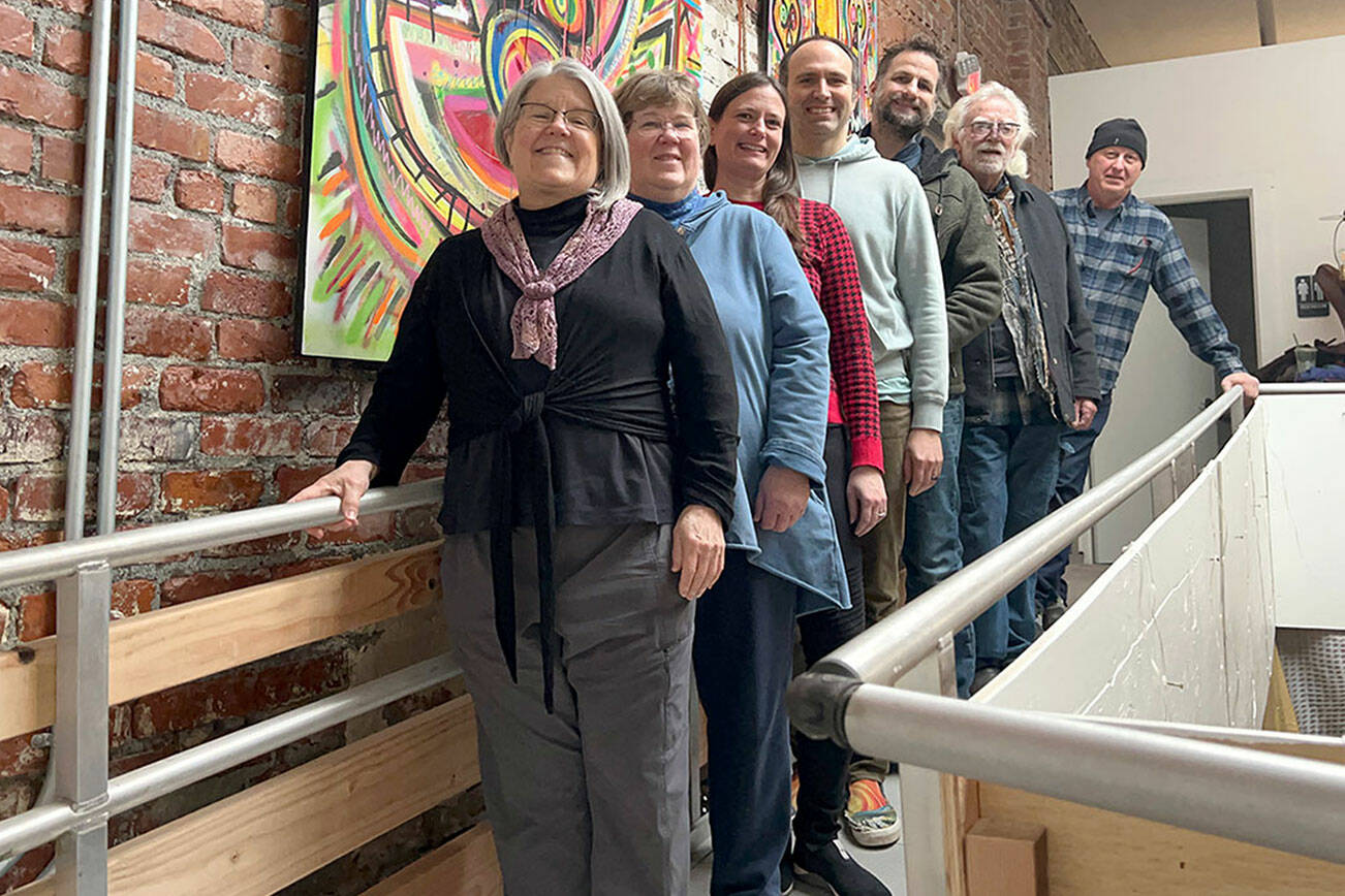 The Port Angeles Arts Council, from left, MarySue French, Beth Witters, Roxanne Greeson, Kyle Zimmerman, Chris Allen, Bob Stokes and Todd Fischer, will host an open house on Wednesday.