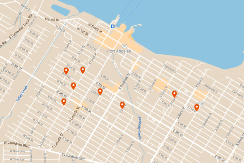 Port Angeles will install eight mini roundabouts along Laurel, Sixth and Second streets in an effort to reduce speed and traffic incidents in highly used uncontrolled intersections. (Emma Maple/Peninsula Daily News)