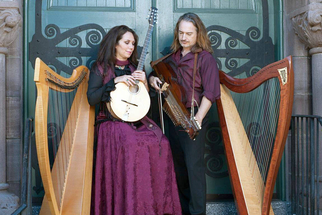 Lisa Lynne and Aryeh Frankfurter will perform “Celtic Harps, Rare Instruments and Wondrous Stories” this weekend during concerts in Port Angeles and Port Townsend.